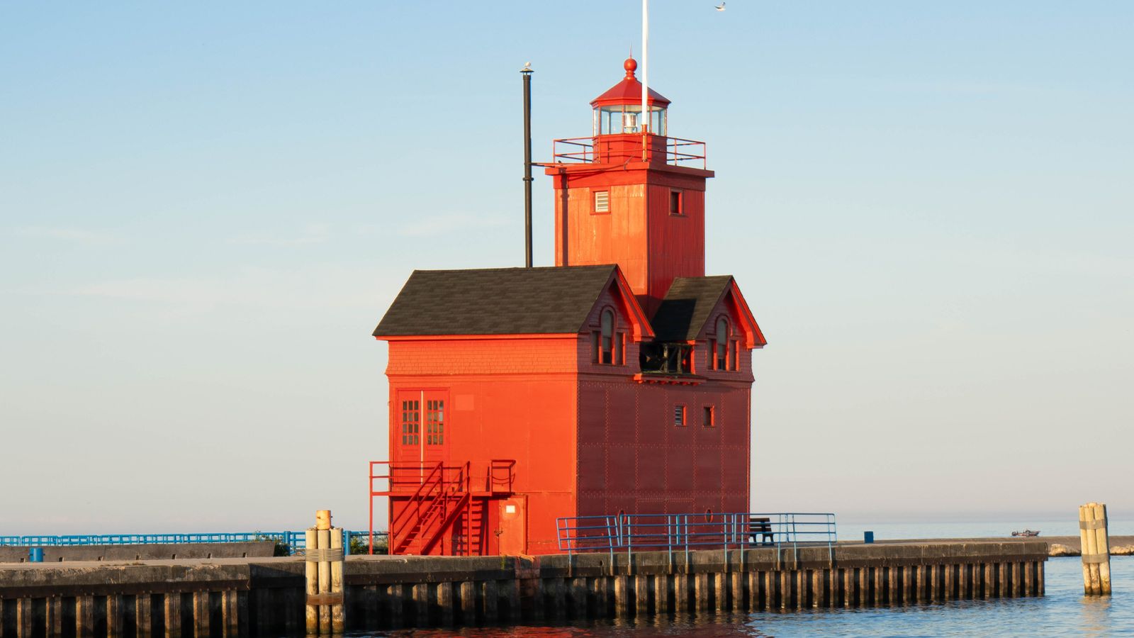 The Big Red lighthouse at Holland State Park on Lake Michigan in Holland, Michigan